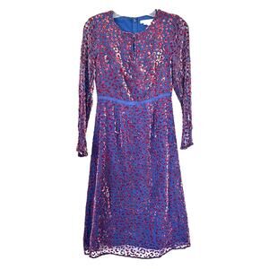 Boden black georgette brown velvet animal print silk blend midi dress 2P